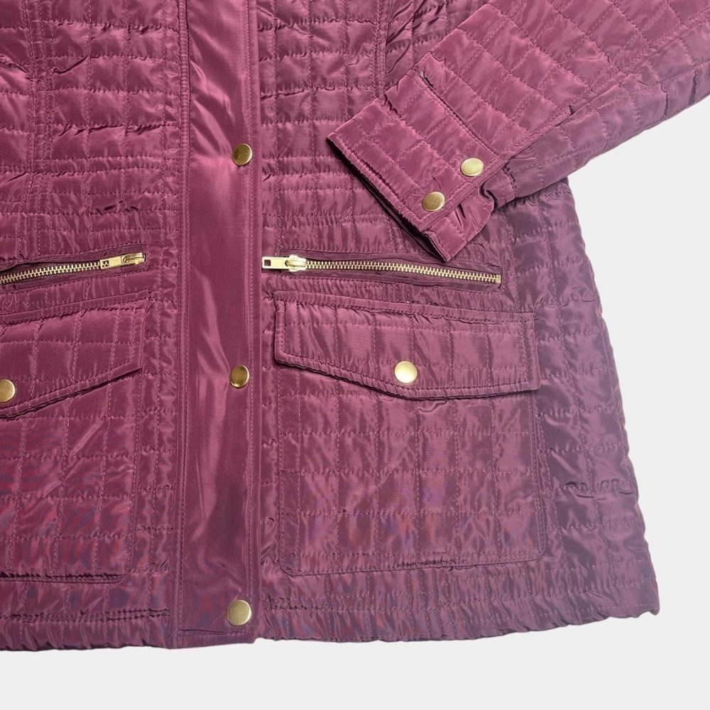 Jason Maxwell Outerwear Womens Quilted Jacket Size M Burgundy Full Zip - Picture 4 of 11